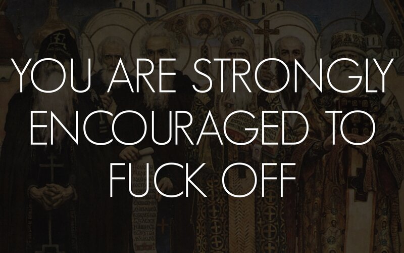 religious art with offensive text