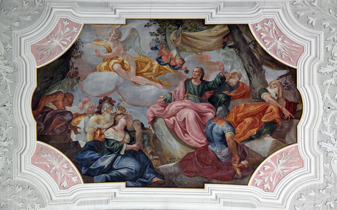 Religious ceiling fresco painting