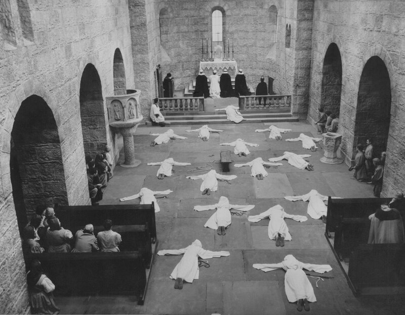 Religious ceremony in a stone church