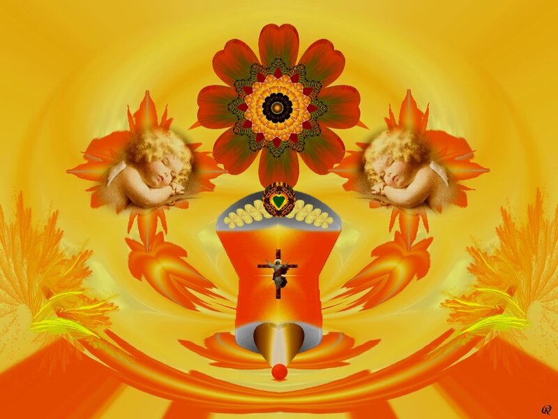 Religious digital artwork with angels
