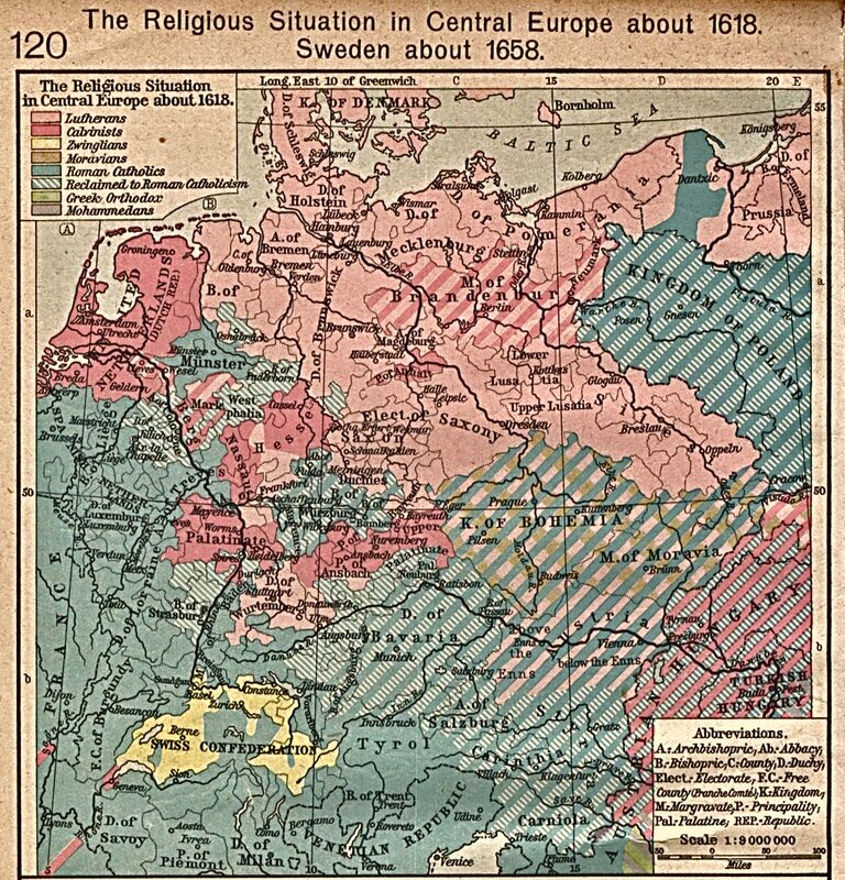Religious map of Central Europe