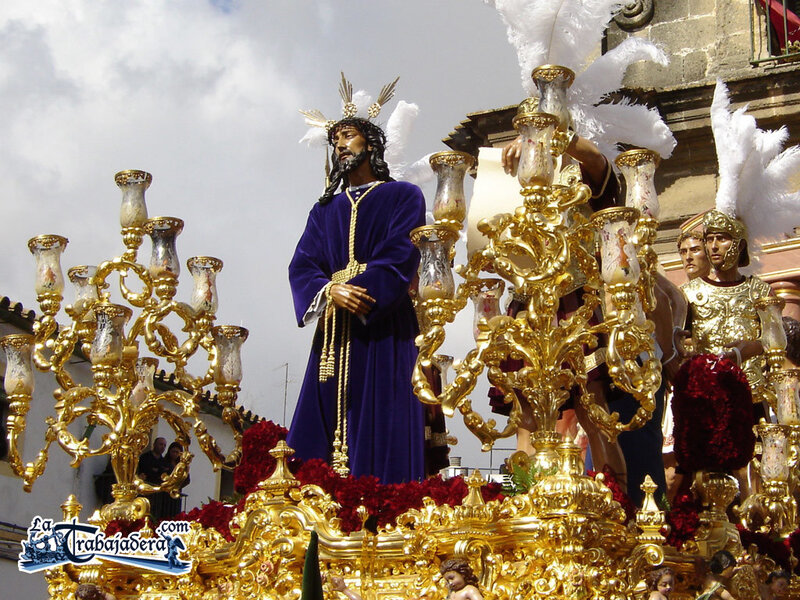 Religious procession with Jesus statue