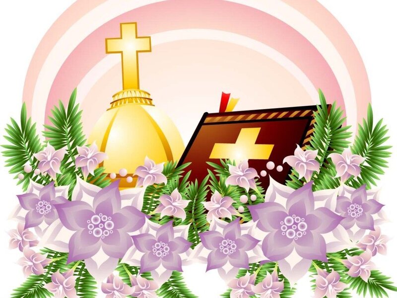 Religious Symbols and Flowers