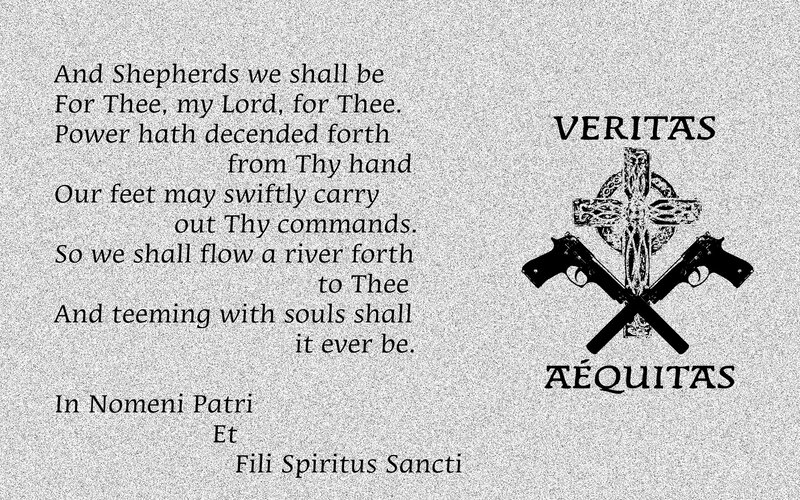 Religious text with crossed guns