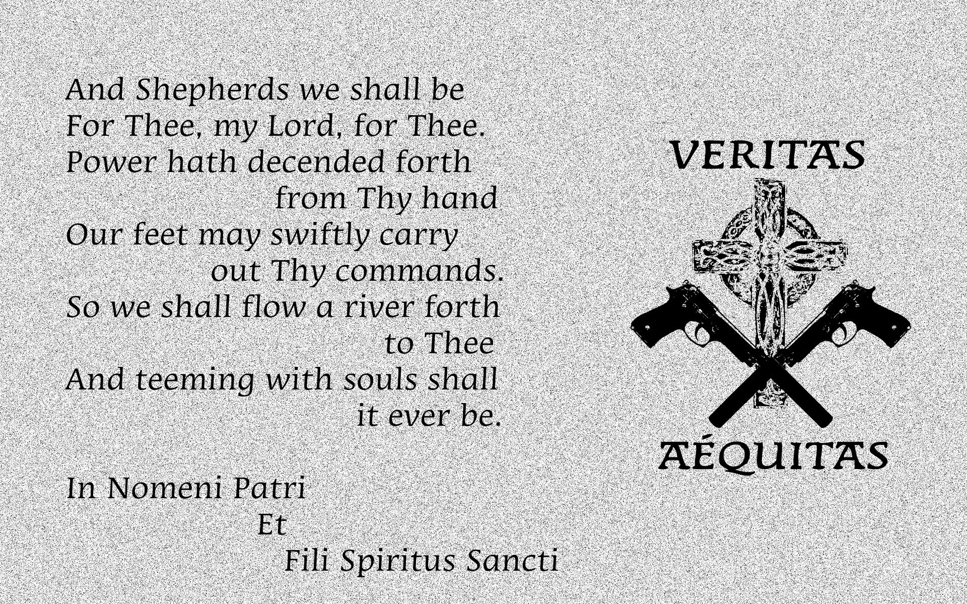 Religious text with crossed guns