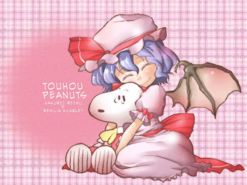 Remilia and Snoopy cuddle