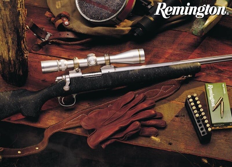 Remington rifle with accessories