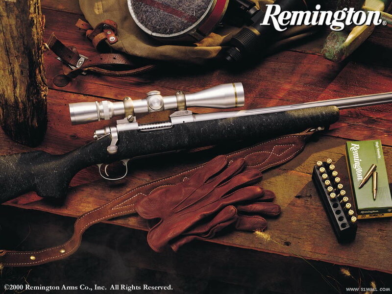 Remington rifle with accessories
