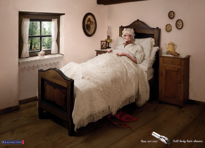 Remington shaver ad with pig in bed