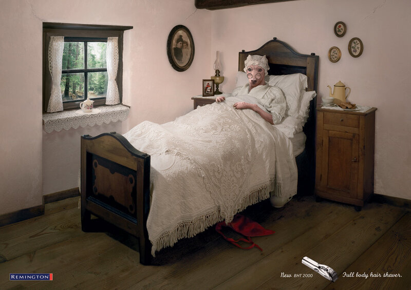 Remington shaver ad with surreal figure