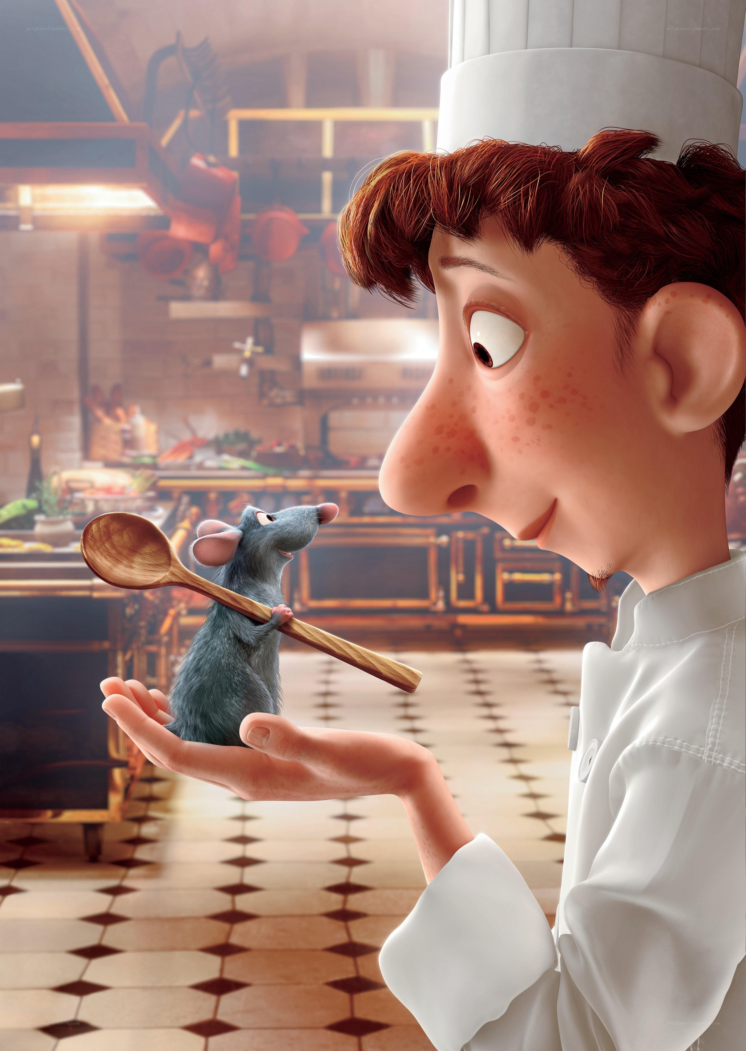 Remy and the chef in kitchen