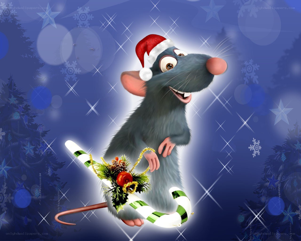 Remy the rat in Santa hat