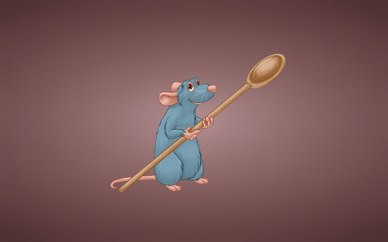 Remy the rat with a spoon