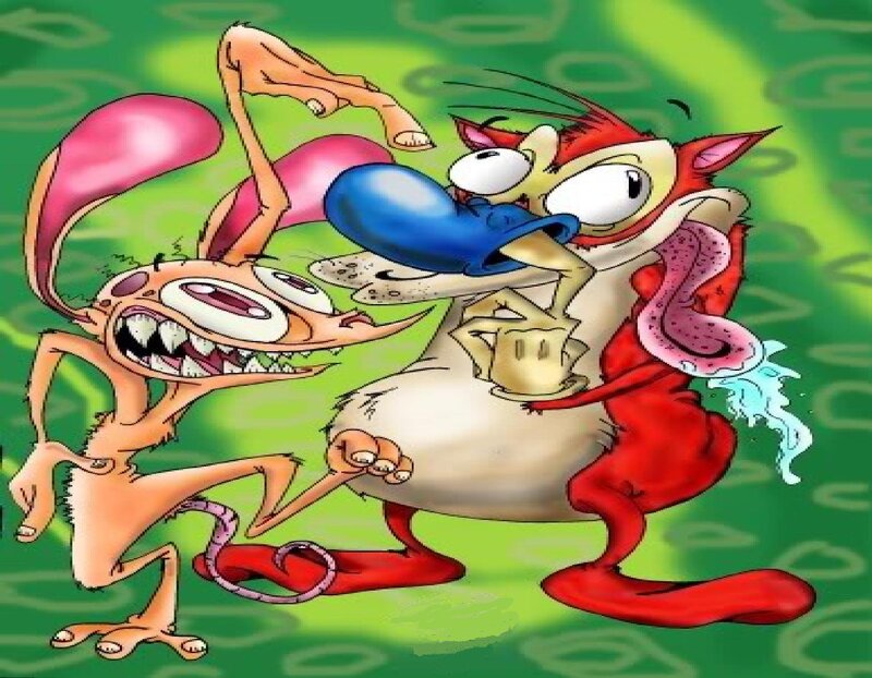 Ren and Stimpy in a chaotic scene