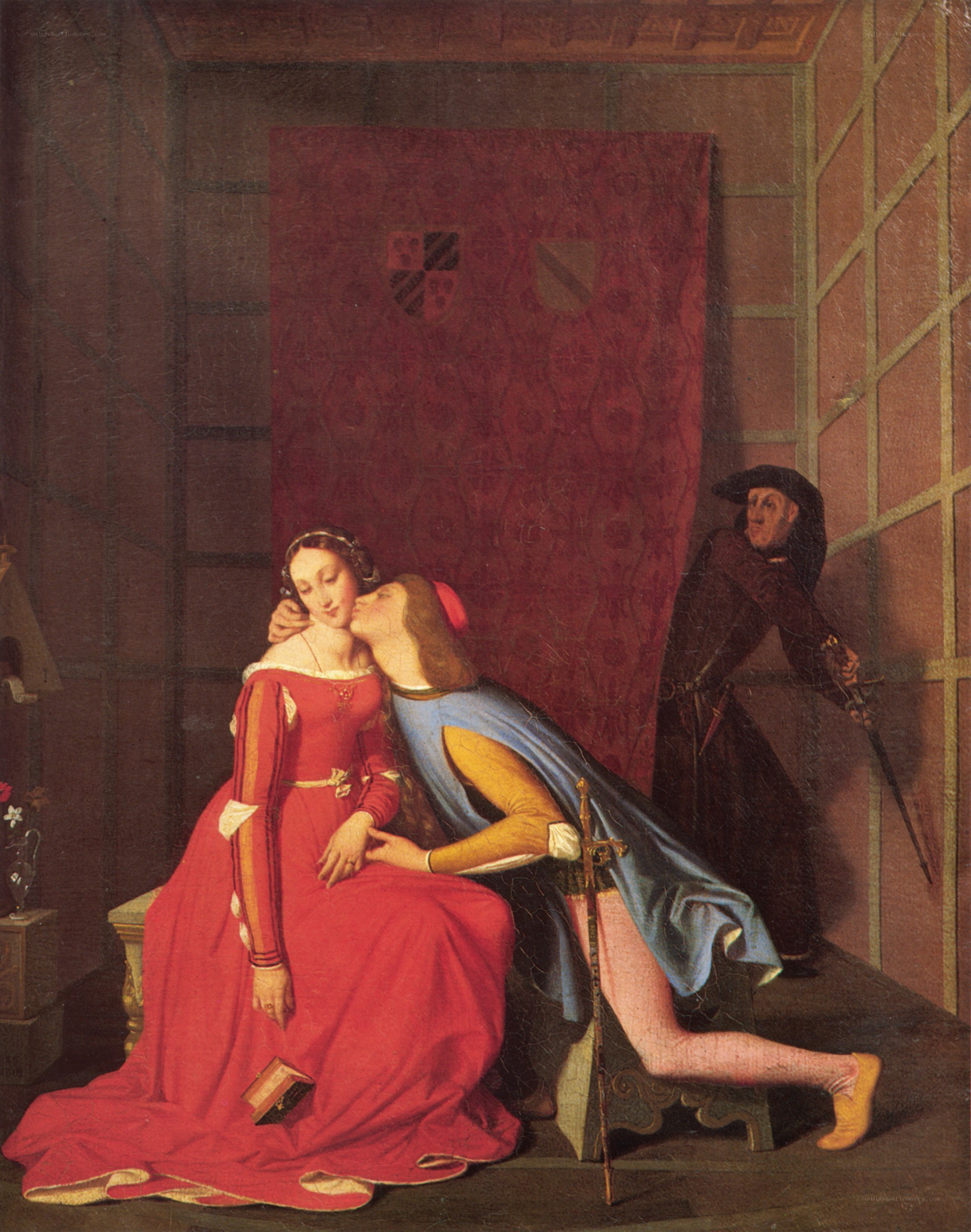 Renaissance lovers in a chamber