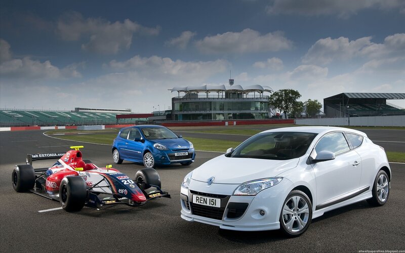 Renault cars on a racetrack