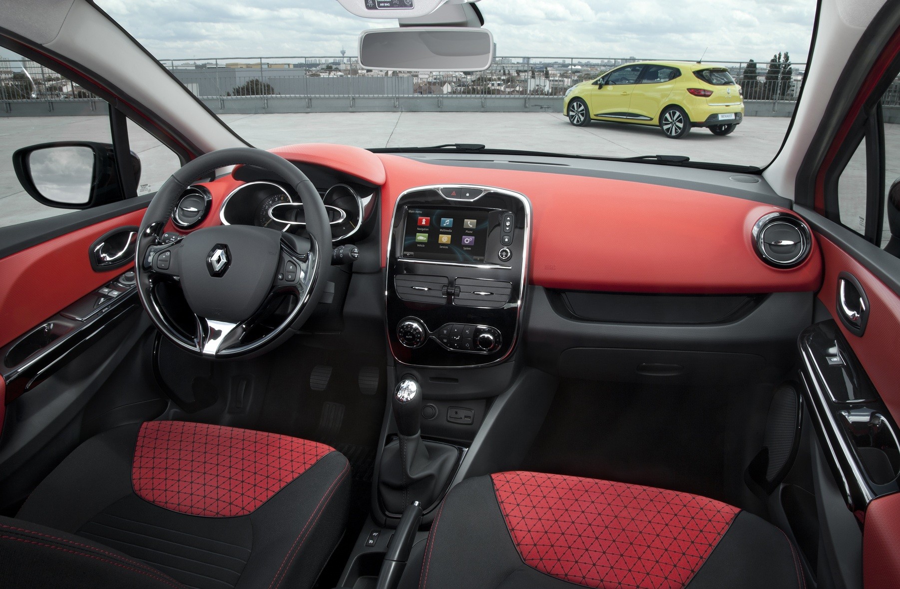 Renault interior with yellow car