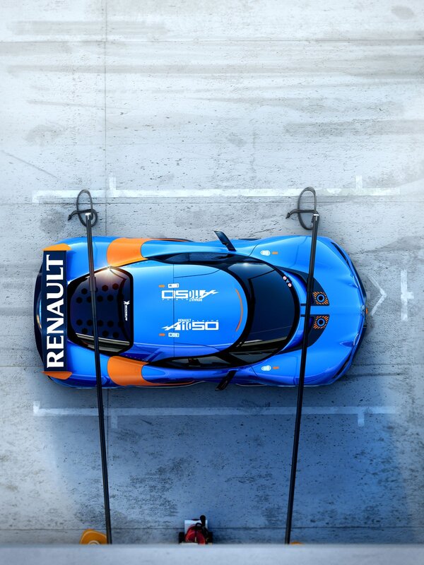 Renault race car overhead view