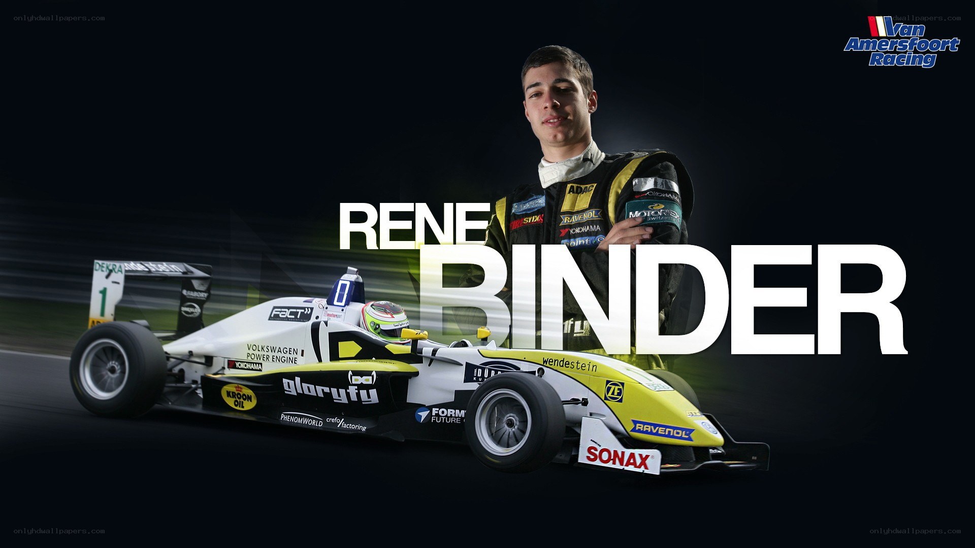 Rene Binder in racing gear
