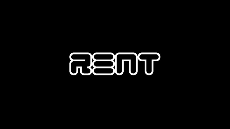 RENT logo on black background