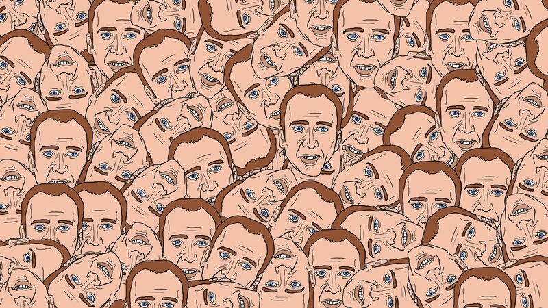 repeated face pattern illustration