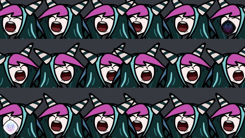 Repeating Cartoon Character — Purple, Chaotic