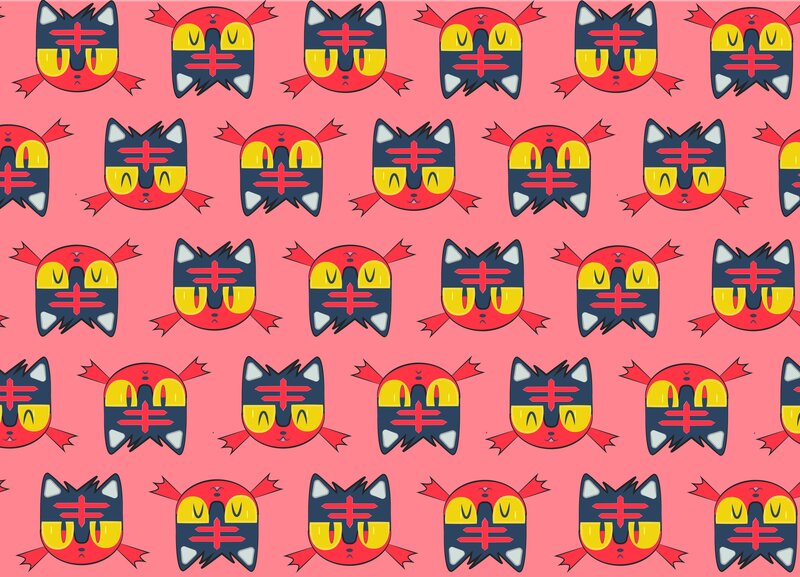 Repeating Cat Mask Pattern