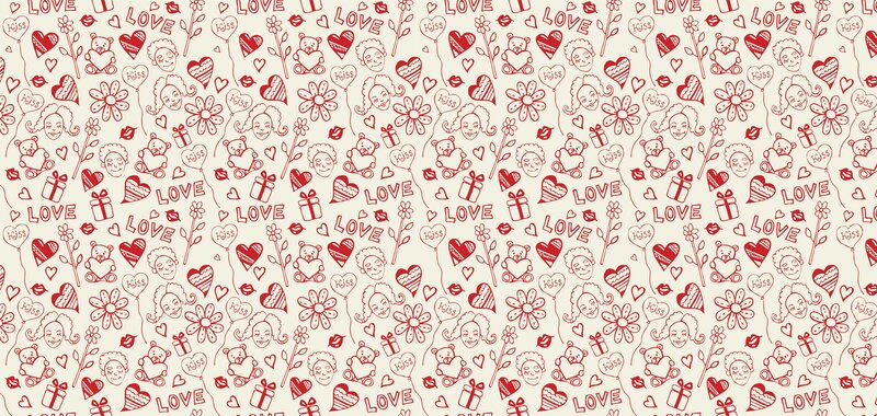 Repeating Love Pattern — Red, Cheerful, Illustration