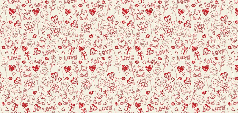 Repeating Love Pattern — Red, Cheerful