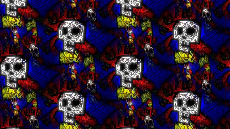 Repeating Skull Pattern — Blue, Dark