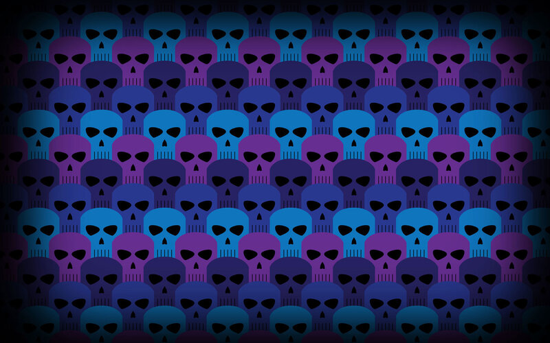 Repeating Skull Pattern — Blue, Dark, Vector Art