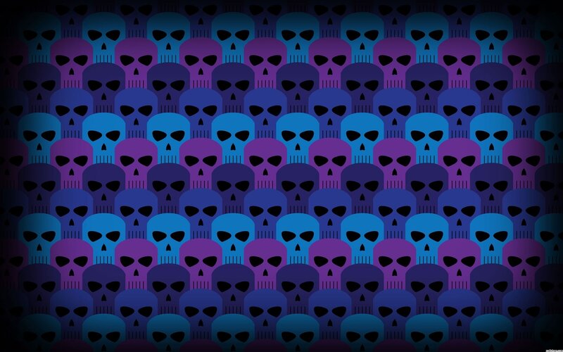 Repeating Skull Pattern — Blue