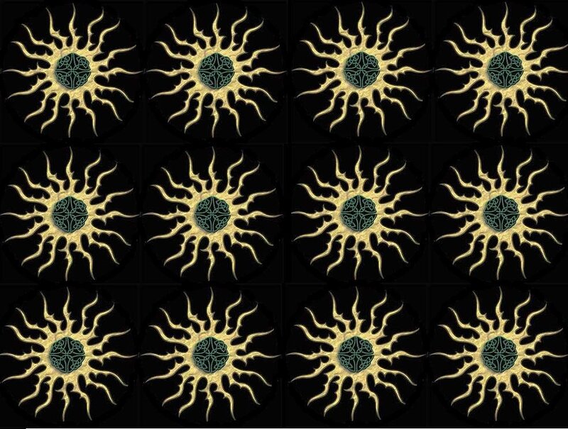 repeating sun pattern with celtic knot