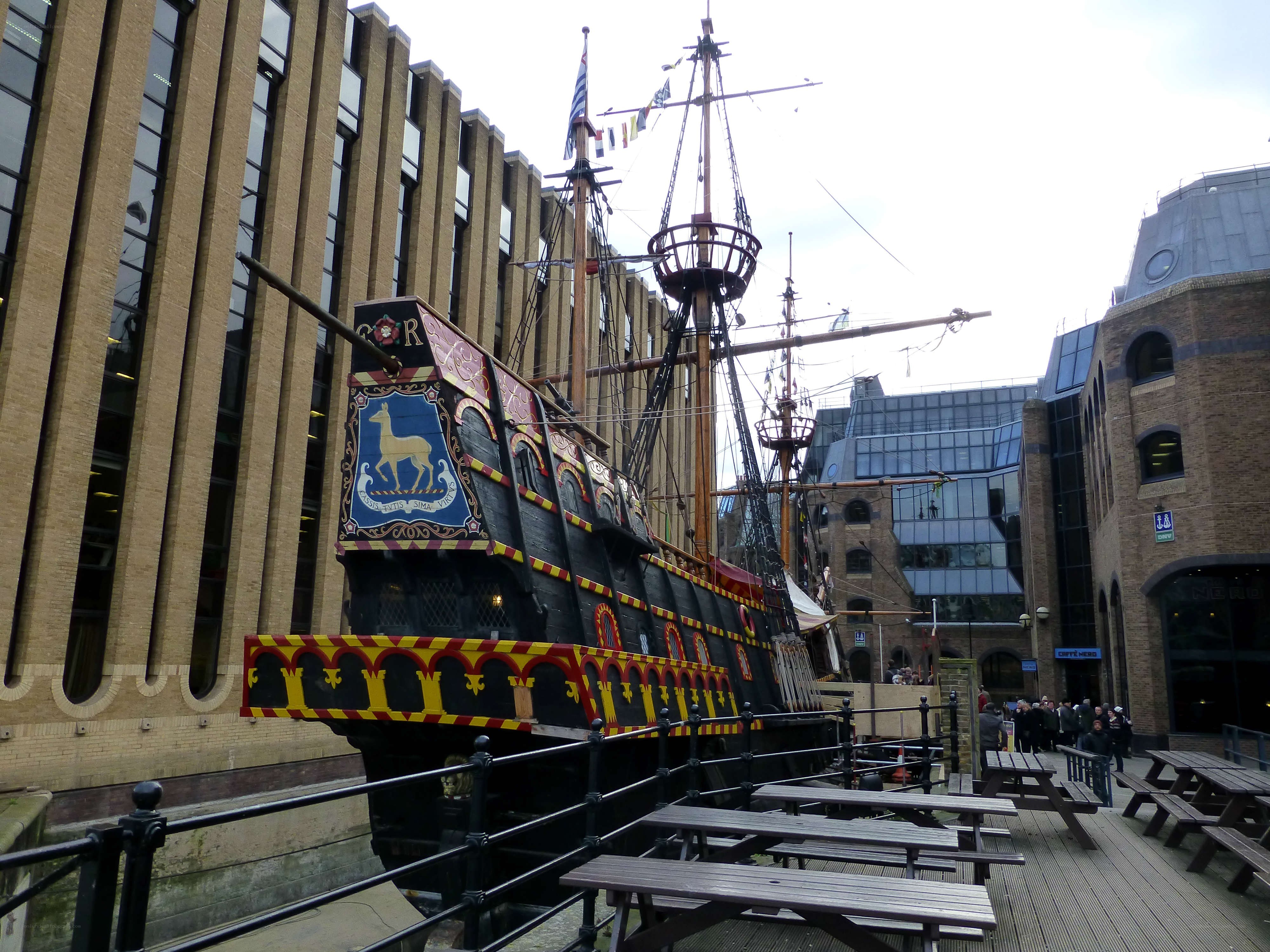 Replica ship at dock
