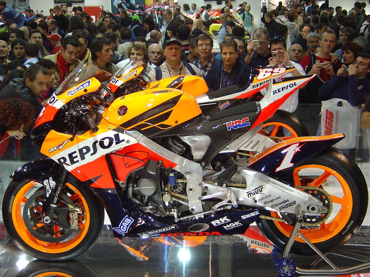 Repsol Honda motorcycle on display