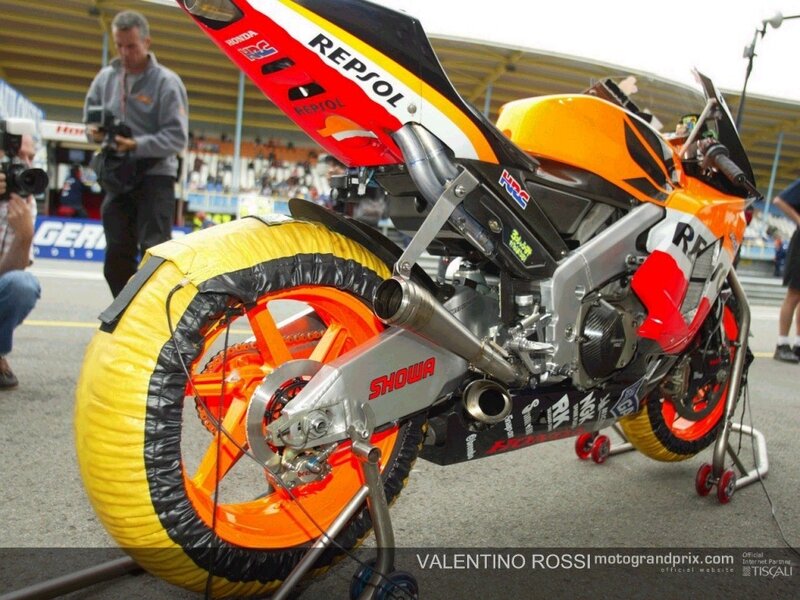 Repsol Honda motorcycle on stand