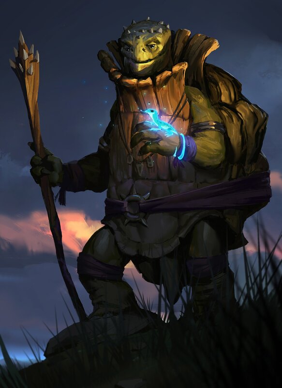 Reptilian Creature with Staff