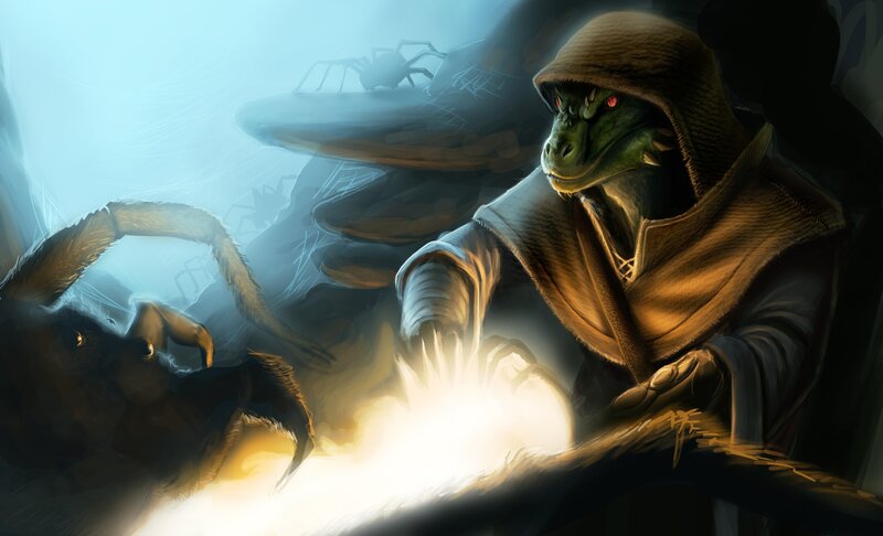 Reptilian Figure Casting Spell
