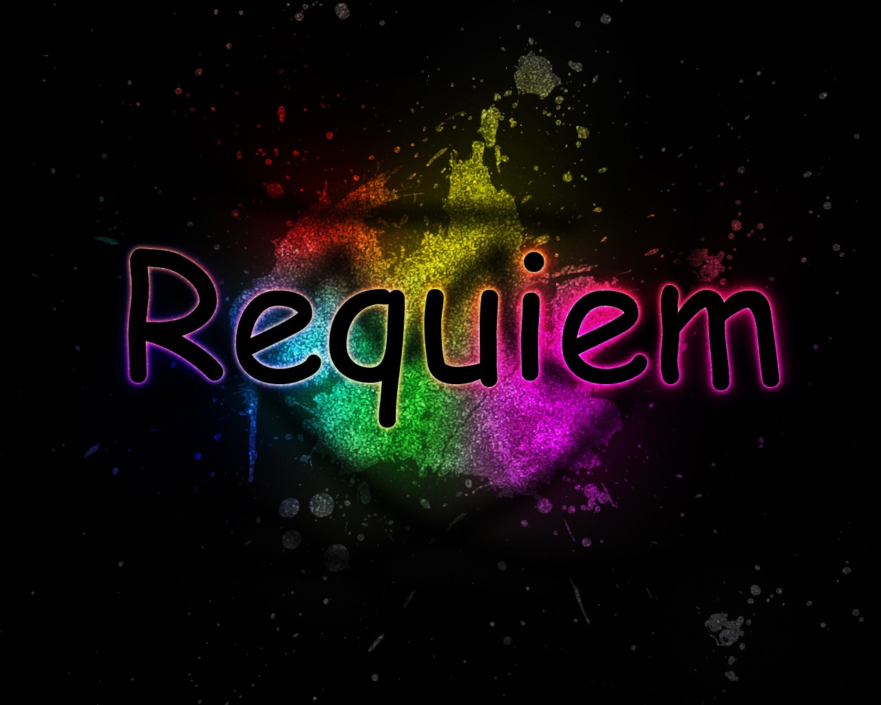 Requiem text with colorful splash