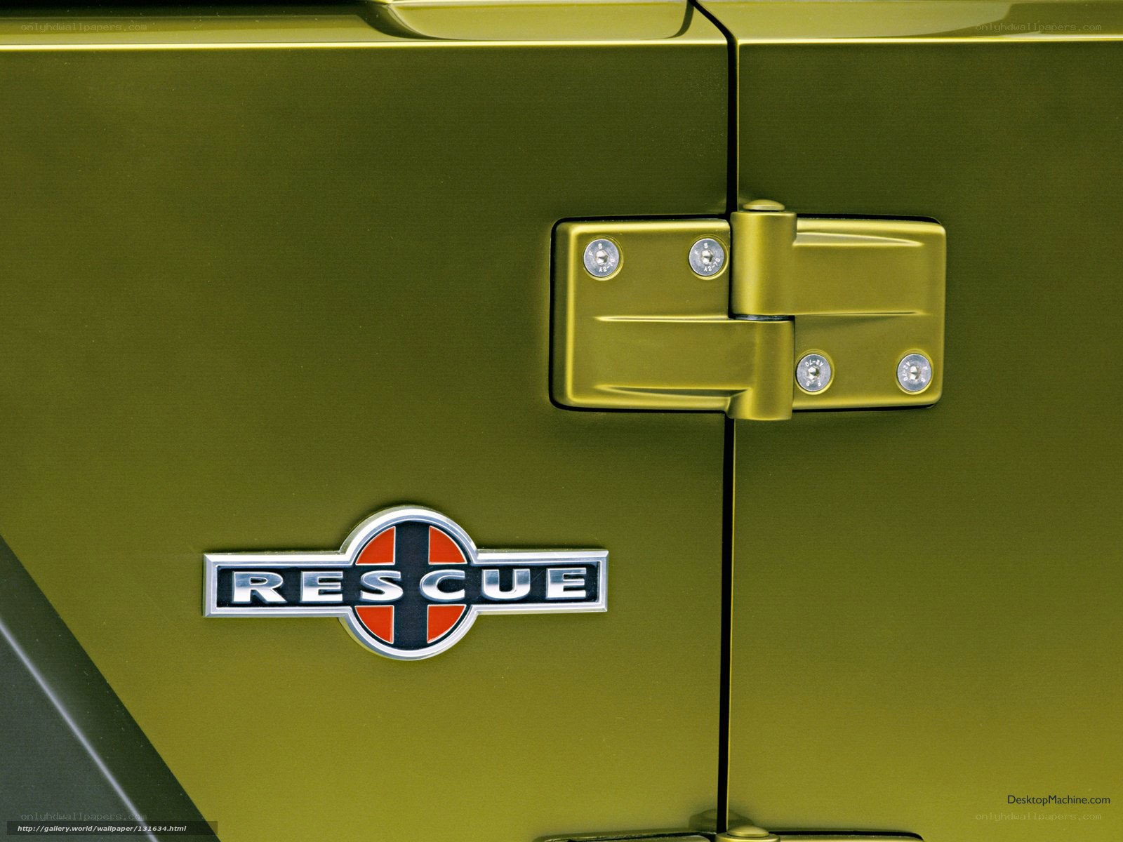 Rescue badge on green vehicle