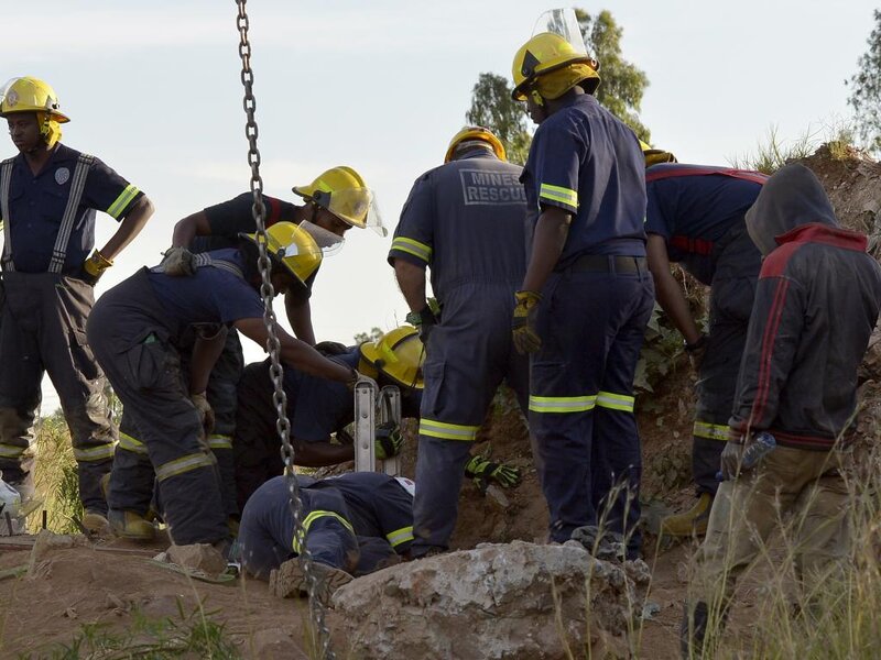 Rescue Workers at Excavation Site