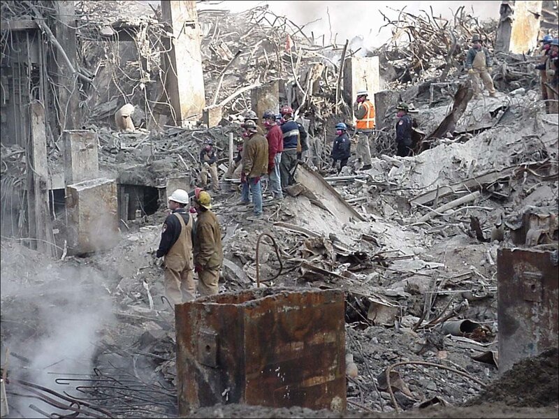 Rescue Workers at Rubble