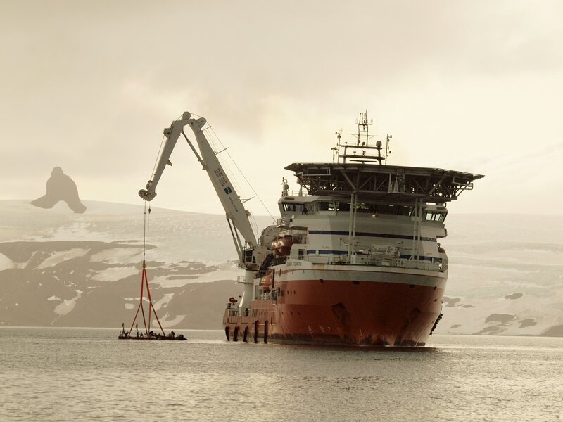 Research Vessel in Polar Waters — Gray