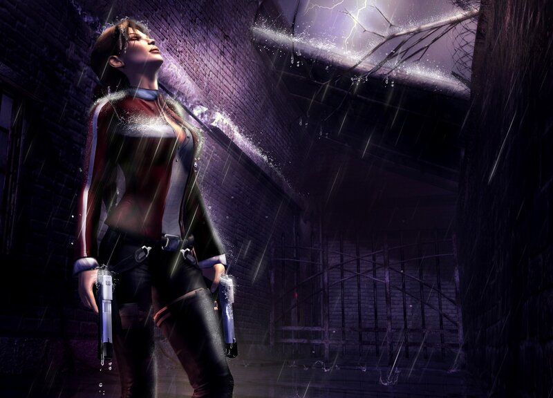 Resident Evil character in rain