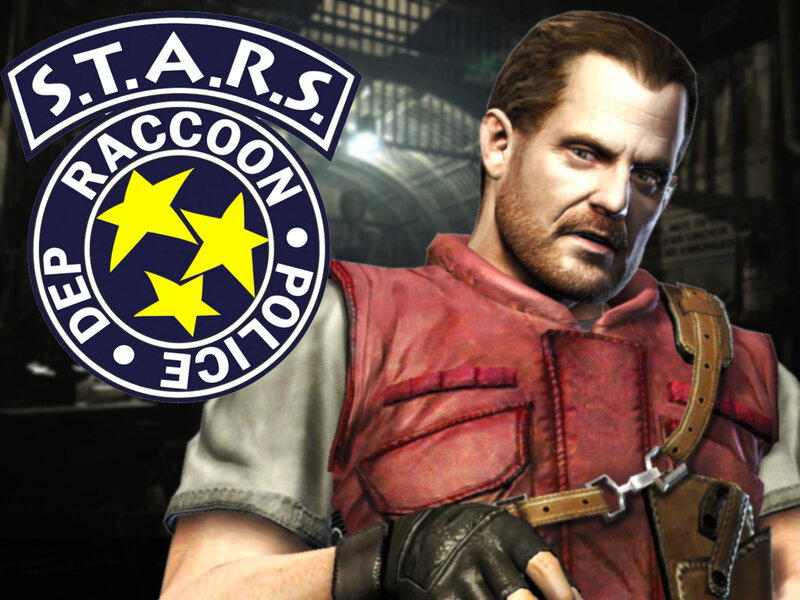 Resident Evil character with S.T.A.R.S. logo