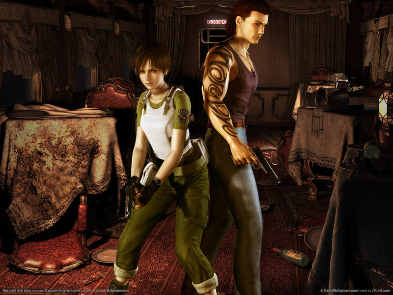 Resident Evil Zero characters in a train car