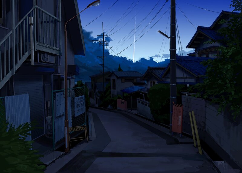 Residential Alley at Dusk — Blue