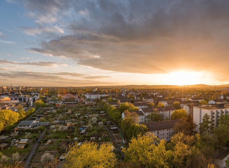 Residential Area at Sunset — Orange