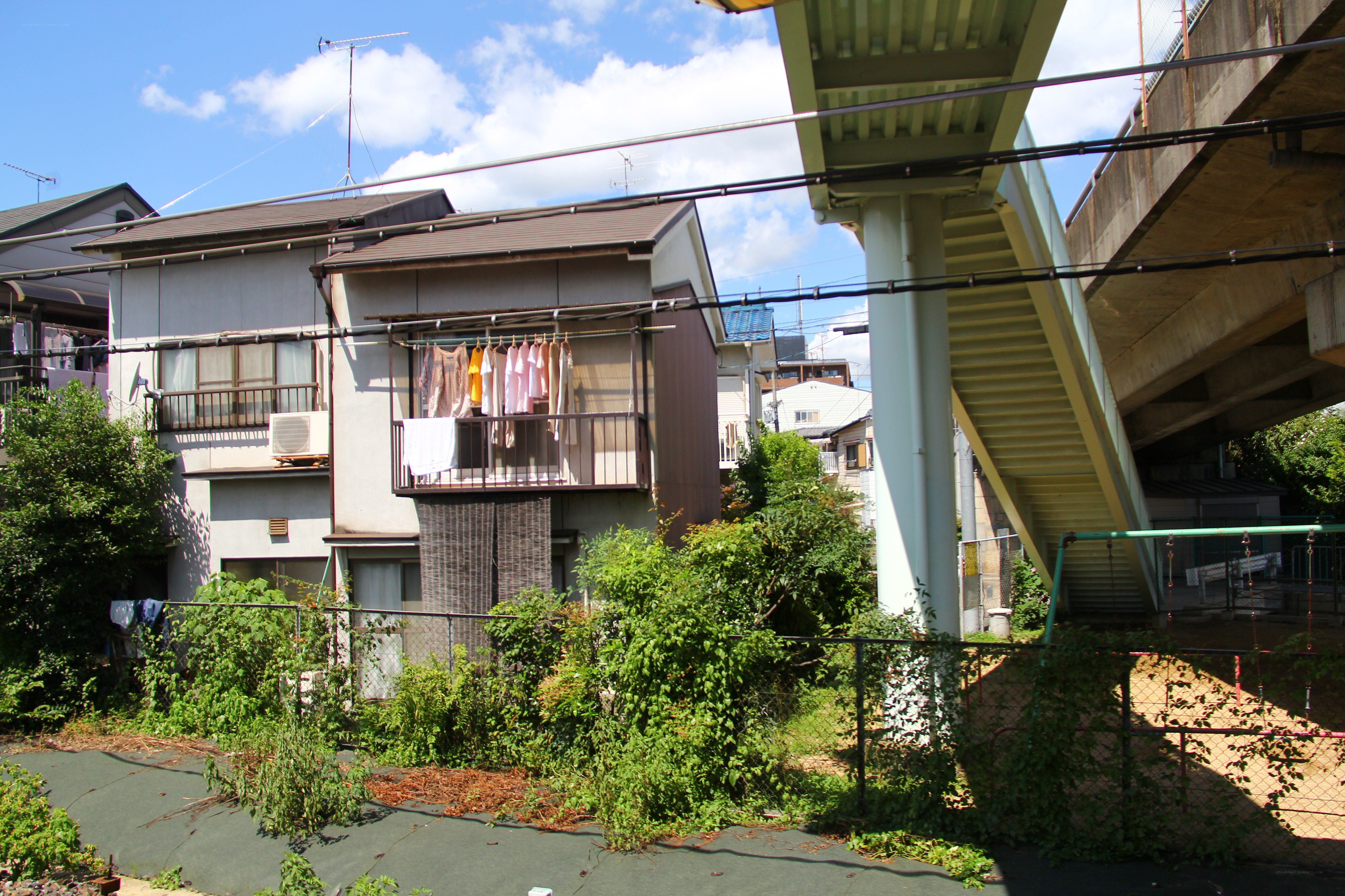 Residential area under elevated train