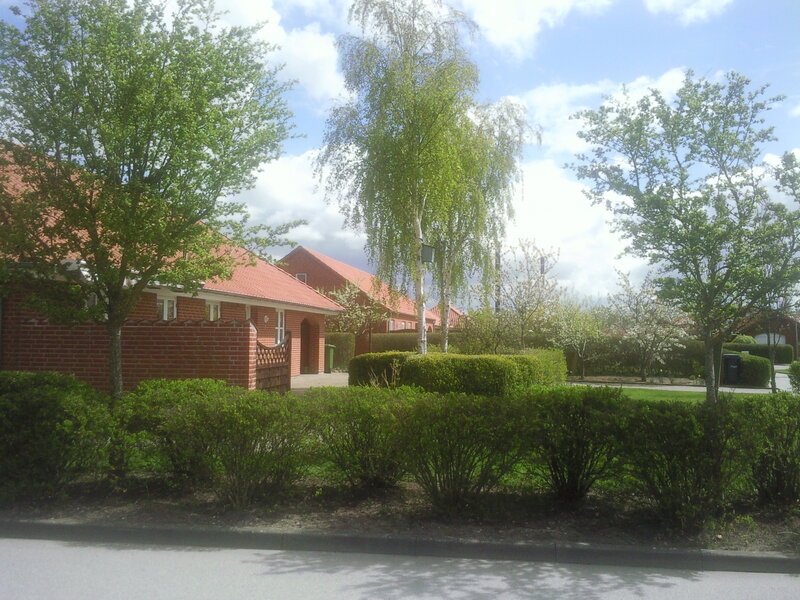 Residential area with brick houses